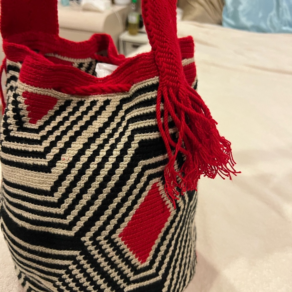 Elegant Red and Black Patterned Tote Bag